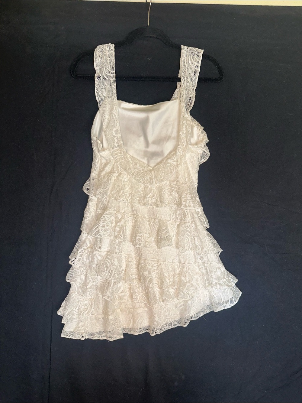 LoveShackFancy Sobine Asymmetrical Tiered Ruffle Lace Mini White Dress Size 8 - Picture 6 of 9